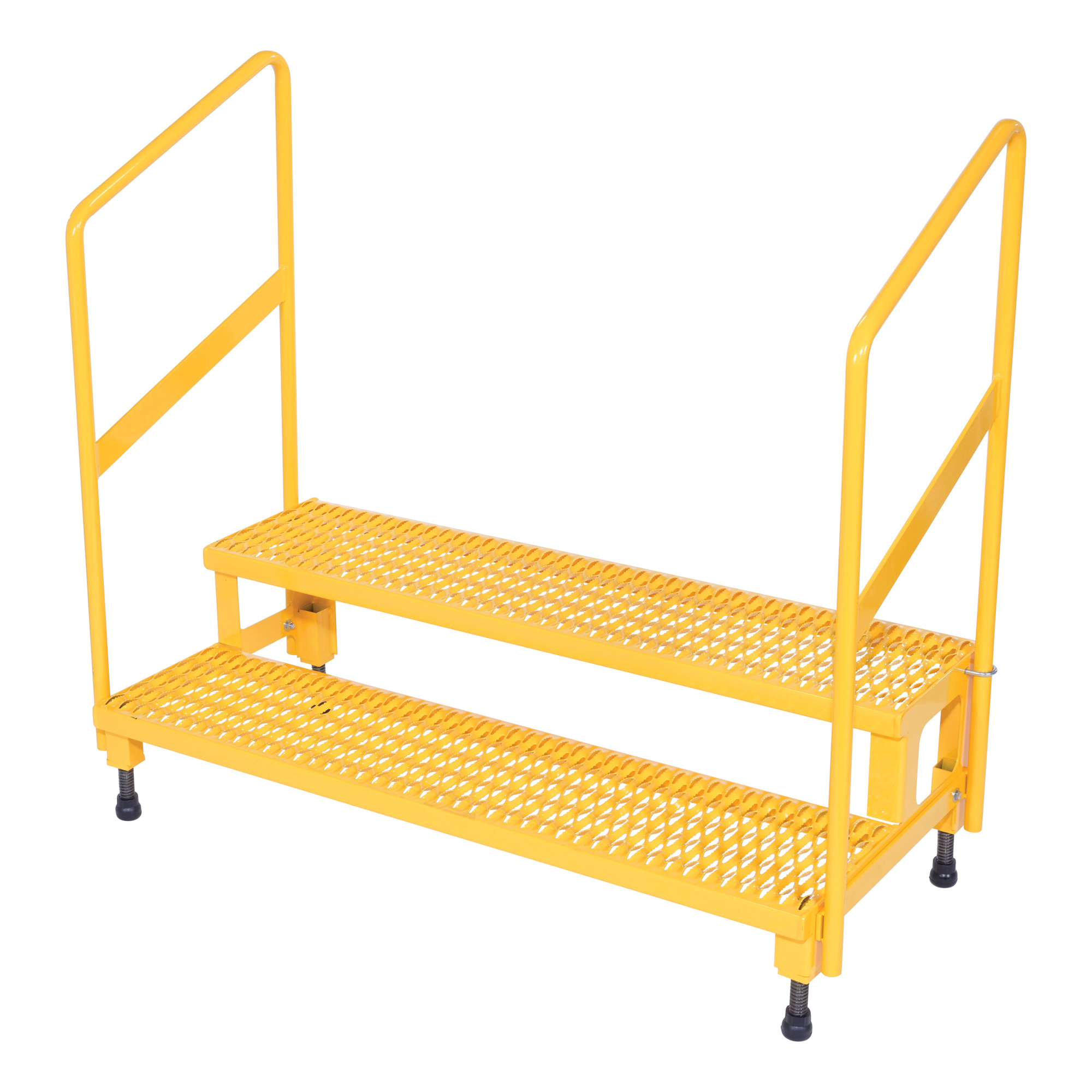 Vestil Adjustable Step Stand with Handrails - 48in., 500-Lb. Capacity, Steel, Serrated Surface, Model# ASP-48-HR